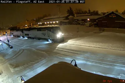 Flagstaff,AZ/USA  Amtrak-3 arriving on Track-2, in jigsaw puzzle