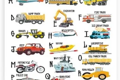 Alphabet  Cartoon Traffic Tools