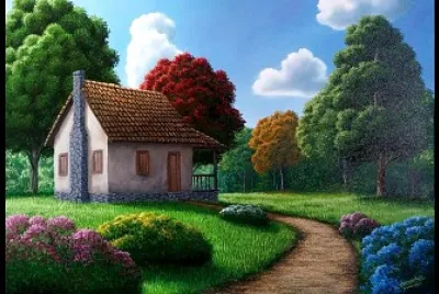 Casa e jardim florido