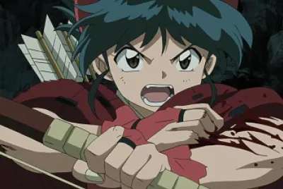 moroha se lastima el brazo hanyo no yashahime