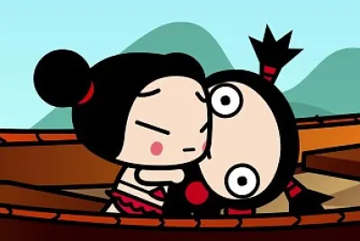 pucca abraza a garu por miedo pucca