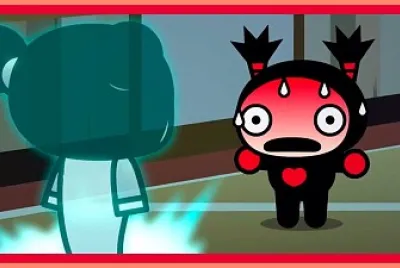 garu se asusta al ver al fantasma pucca