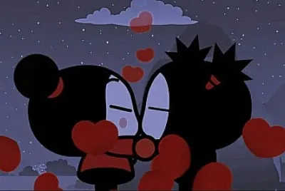 pucca recibe un beso de parte de garu pucca