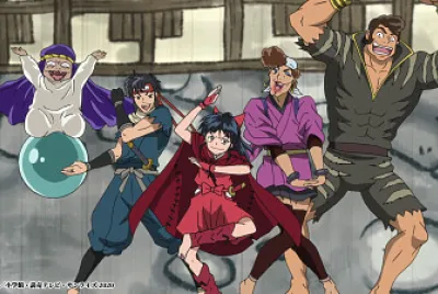 moroha posa con otros cazarrecompenzas hanyo no yashahime jigsaw puzzle