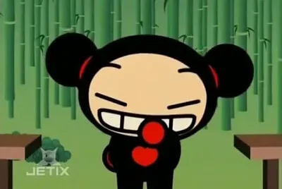 pucca se a disfrazado de garu por una fiesta pucca