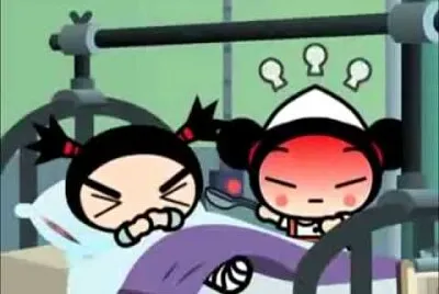 pucca se molesta por que garu no quiere tomar medicina pucca
