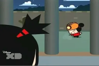 garu mira a pucca cavando para entrar pucca