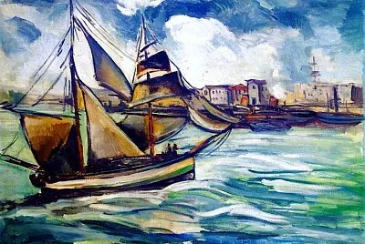 Vlaminck les voiles sur fleuve vert