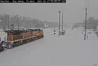 UP-5980 in snow storm Big Sandy,TX/USA jigsaw puzzle