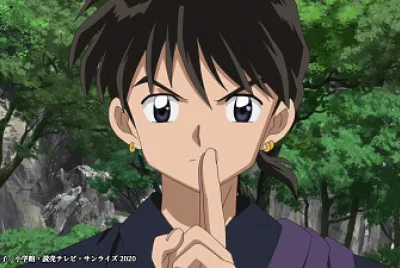 miroku comienza a sellar a setsuna hanyo no yashahime