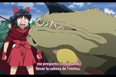 moroha mira y se alegra por la cabeza de totetsu hanyo no yashahime
