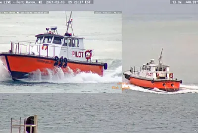Huron Belle PILOT boat at heading into Lake Huron