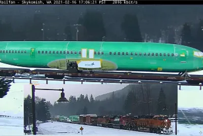 Boeing fuselages transported thru Skykomish,WA/USA