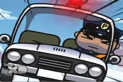 la policía  persigue a los vagabundos pucca