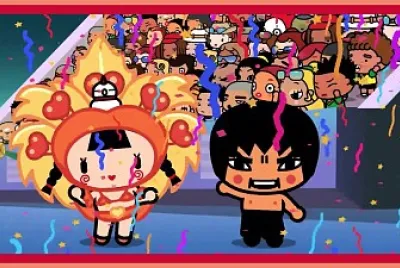 ching y abyo se alegran de haber ganado el concurso de carnaval pucca