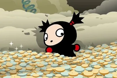 garu ve a abyo alejandose en un mar de dinero pucca