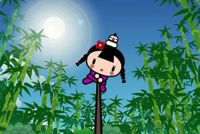 ching intenta esquivar los ataques de tobe pucca