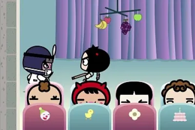 garu y tobe pelean en la sala de bebes pucca