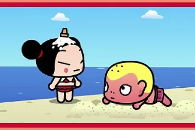 dada se pone nervioso por que su helado cayo sobre pucca pucca