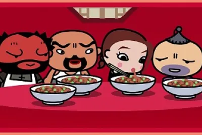 los chefs ven como pua come sus fideos pucca