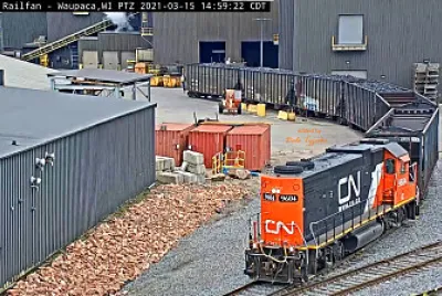 CN-9604 switching hopper cars at Waupaca,WI/USA fa