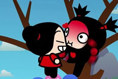 garu esta a punto de caerse del arbol pucca
