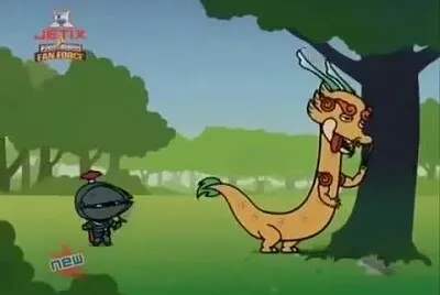 un caballero encuentra a un dragon enfermo pucca