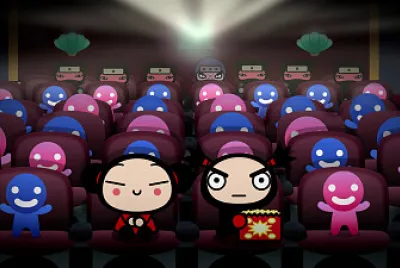garu y pucca estan viendo una pelicula de amor