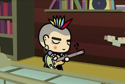 un musico le presta instrumentos a pucca y ching