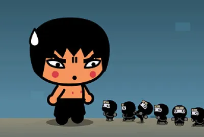 abyo ve a unos mini ninjas pucca