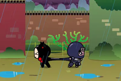 garu y tobe tratan de despegarse pucca