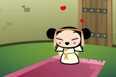 pucca se acerca a garu para besarlo pucca
