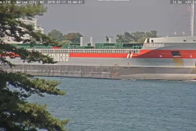 mv Fivelborg heading back to the Atlantic Ocean