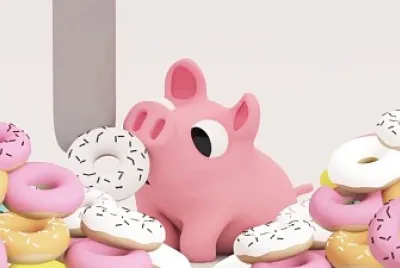 cerdo comiendo donas