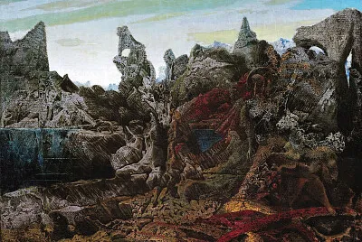 Max Ernst - Paysage avec lac et chimeres (1940) jigsaw puzzle