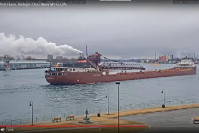 mv Hon James L Oberstar southbound exiting Lake Huron