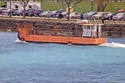  "master Pride  " equipment ferry heading into Lake Huron