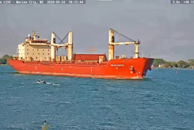 m/v Ocean Castle, heading back to the Atlantic Ocean