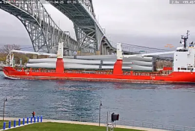  "saltie  " Josef, heading into Lake Huron with Wind Turbine Blades