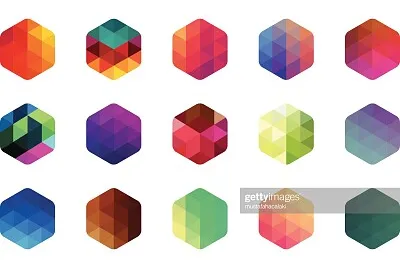 פאזל של Multi coloured hexagon mosaic buttons