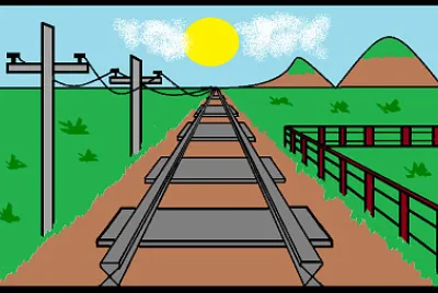 Desenho com perspectiva - Paisagem rural