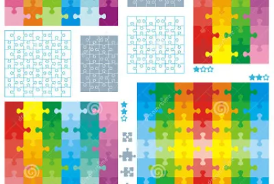 Jigsaw puzzle blank templates and colorful pattern