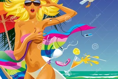 Surprised Girl at Beach