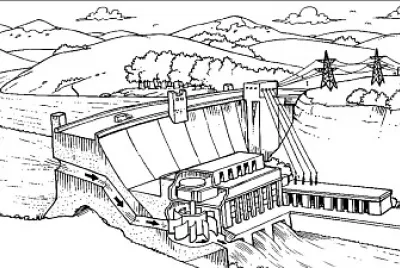 Usina hidrelétrica para colorir