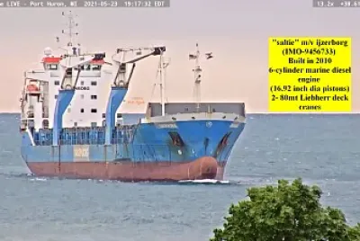  "saltie  " m/v ijzerborg (IMO-9456733) exiting Lake Huron