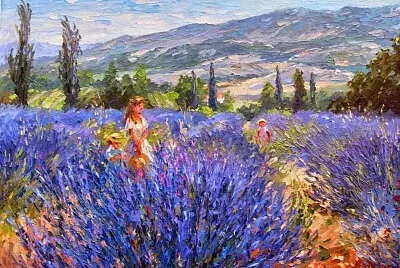 Filles dans les lavandes jigsaw puzzle
