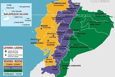 mapa de las regiones naturales del Ecuador