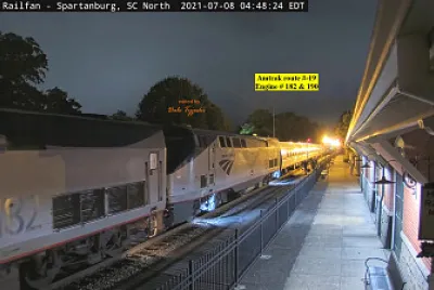 Amtrak #-19 with engine # 182   190 Spartanburg,SC/USA