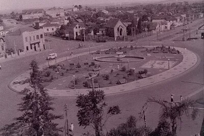 Vista parcial de Erechim em 1955. Praça da Bandeir