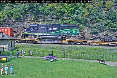 HSC NS-6220  on flat car transport to Altoona shop jigsaw puzzle